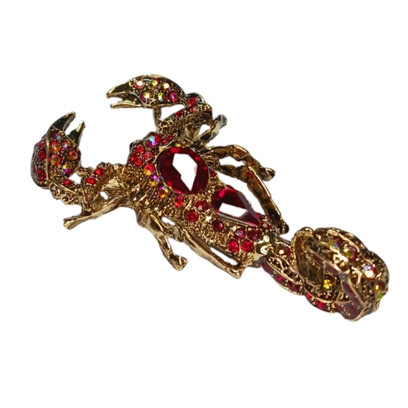 Scorpion Crystal Rhinestone Bling Articulated Stinger Brooch Pendant - Picture 6 of 15